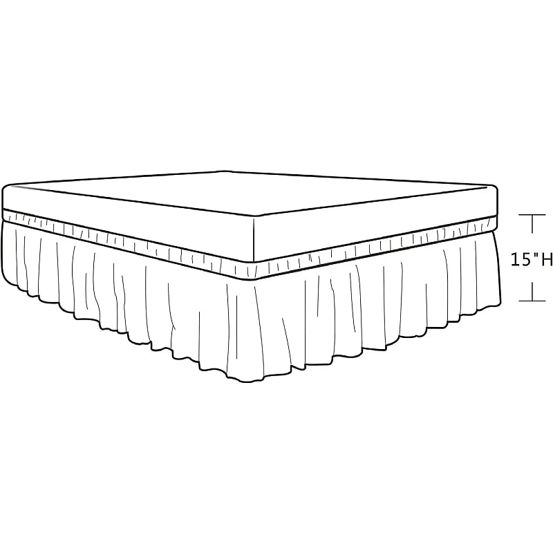 Wrap-Around Ruffle Bed Skirt with Elastic Belt - 15 Inch Drop