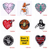 A set of ten embroidered iron-on patches featuring various punk, horror, and tattoo-themed designs.