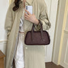 Vintage Croc-Embossed Mini Boston Bag with Dual Straps