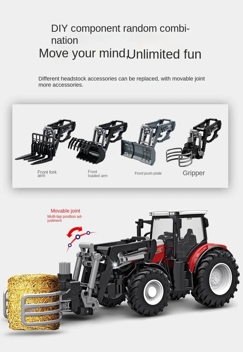 Remote-Controlled Farm Tractor Toy with Realistic Engineering Details