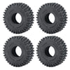 Four views of soft rubber tires for 1/18 and 1/24 RC crawler cars
