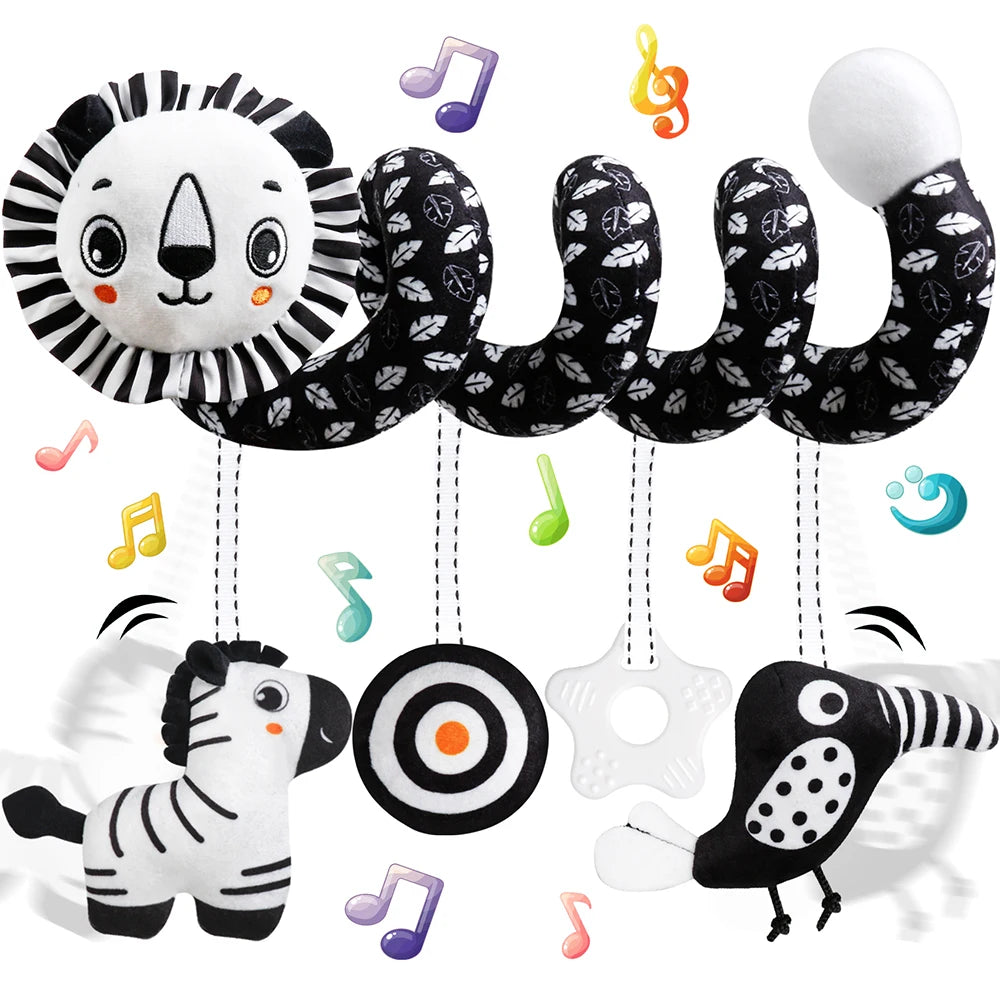 Soft Car Seat & Stroller Toy Set with Mirror, Crinkle, and Squeaky Sounds