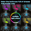 A set of adjustable color toilet night lights demonstrating multiple light colors and modes.