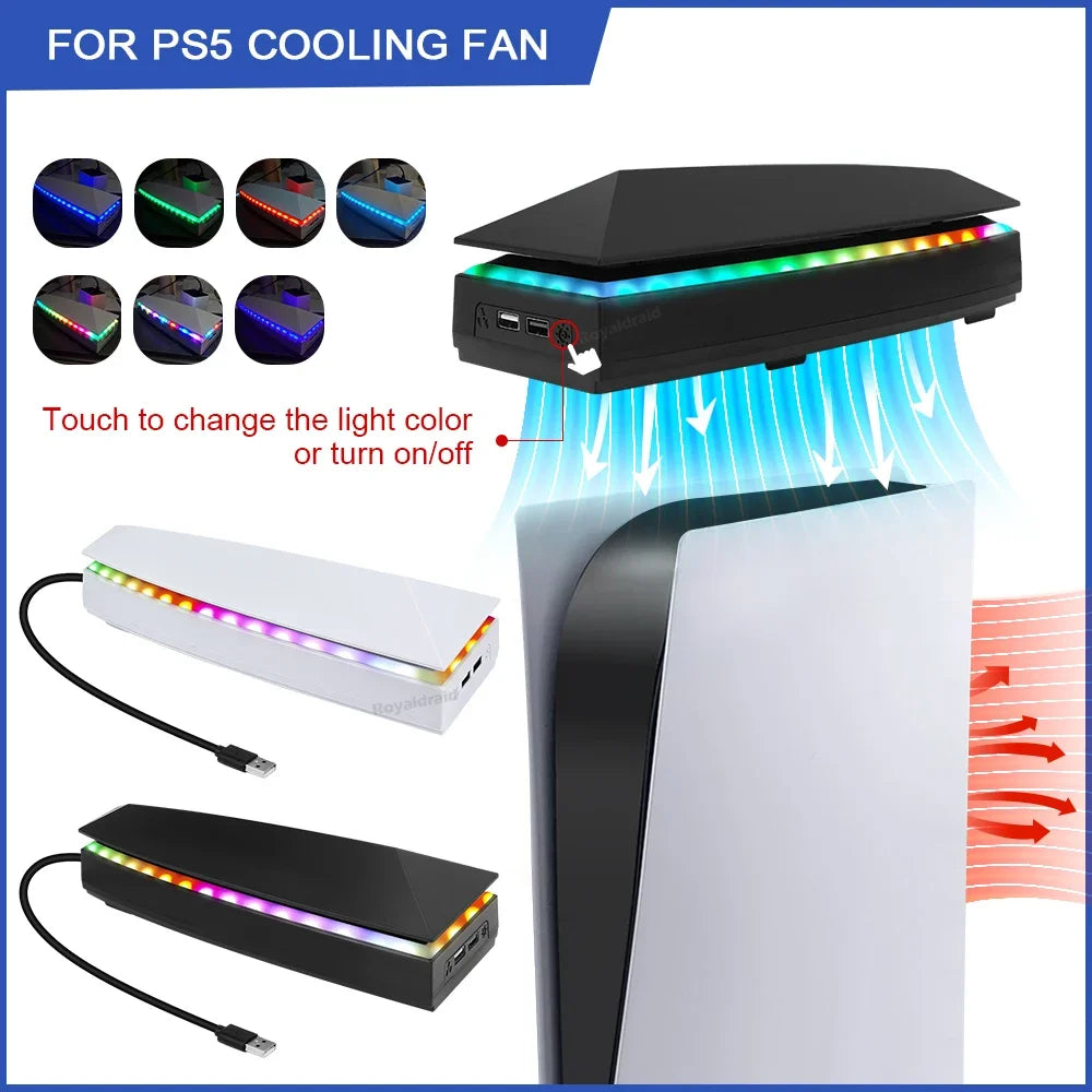 PS5 Cooling Stand with RGB Lighting and Dust Cover