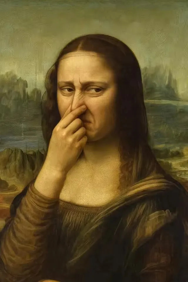 Mona Lisa Funny Bathroom Wall Art Canvas Print
