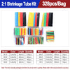 A kit of heat shrink tubing in various colors and lengths packaged for shrinking applications.
