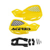Yellow nylon motorcycle hand guards with mounting hardware.