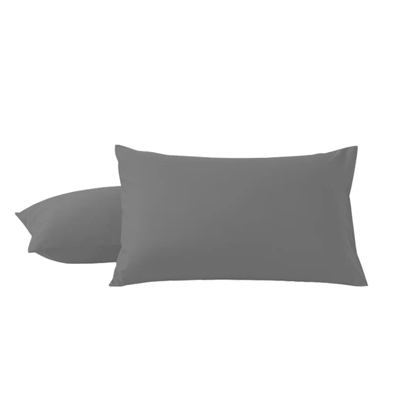 A pair of solid gray microfiber pillowcases with envelope closure.