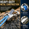 A close-up of a heavy-duty metal construction retractable rope tensioner with a smooth cam mechanism and stainless steel hard