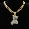 Collar con Colgante de Oso en Cadena Cubana