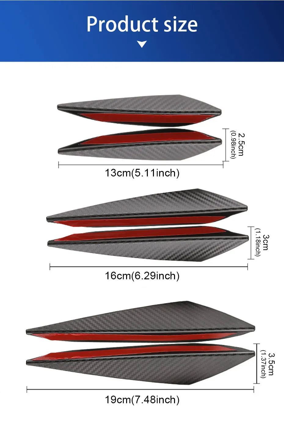 Universal Front Bumper Splitter Kit - 6-Piece Car Styling Fins
