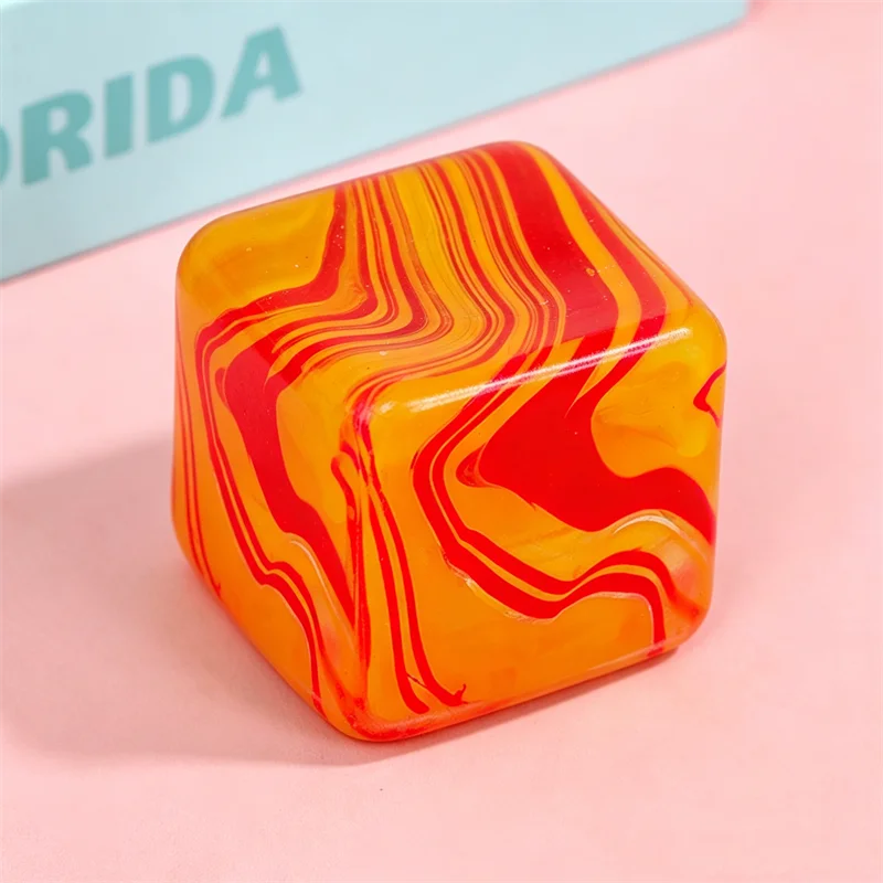 Squishy Stress Relief Cube with Soothing Swirl Design