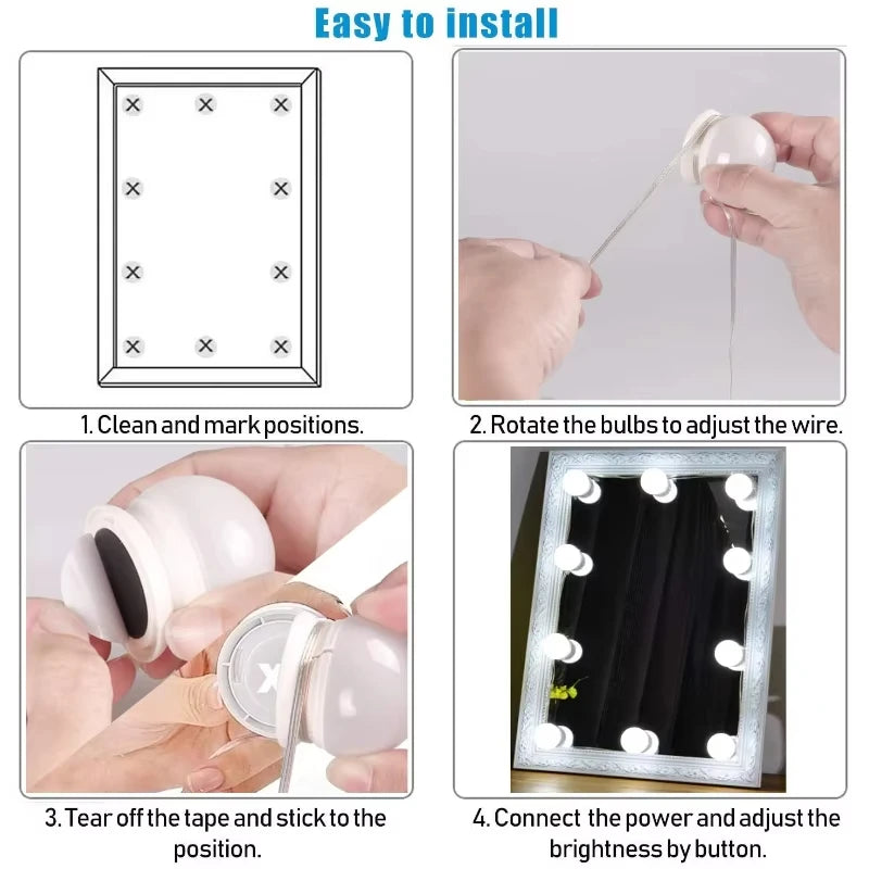 Dimmable LED Vanity Mirror Lights with USB Power