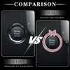 Comparison of an ordinary black ignition button ring before and after being embellished with pink crystal rhinestones.