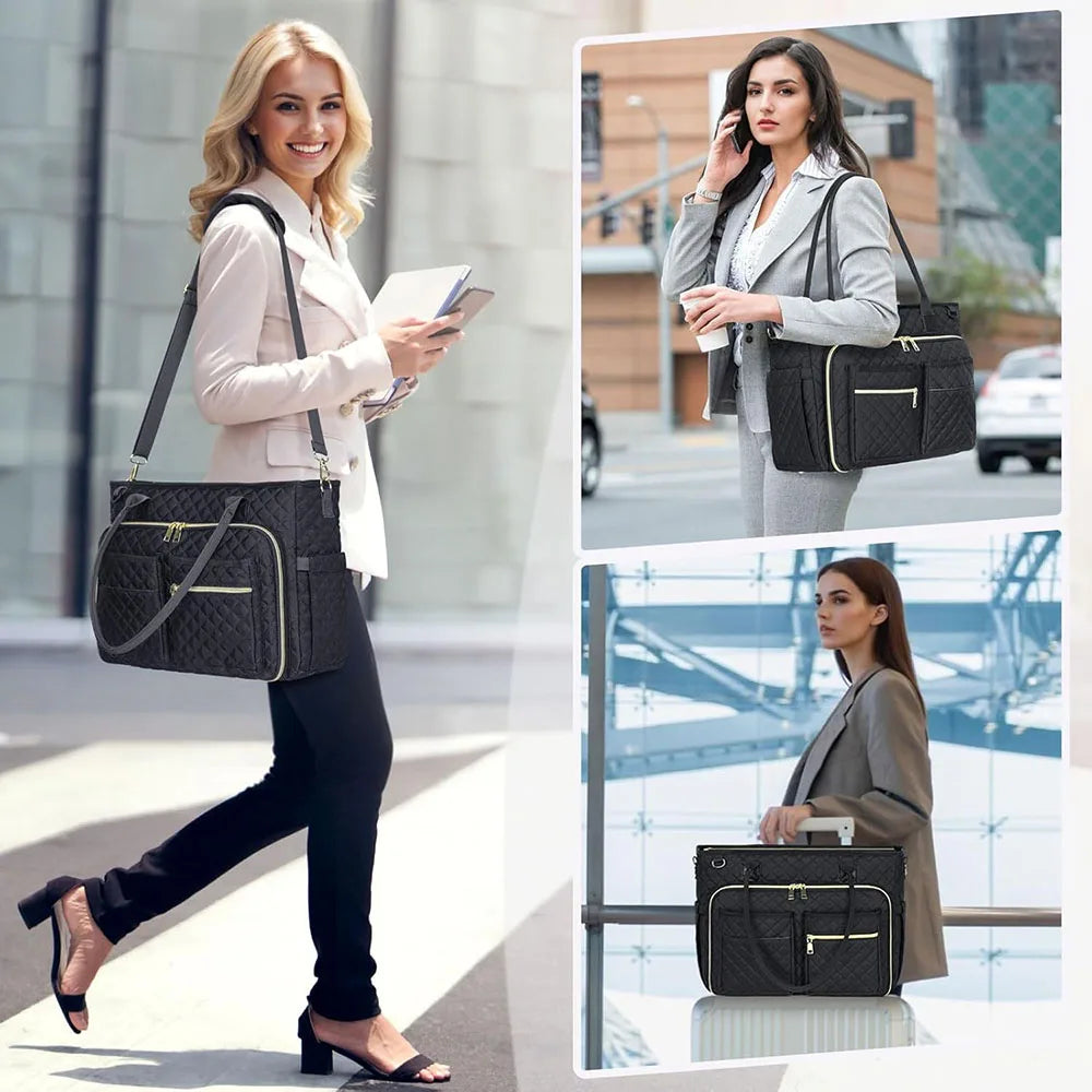 15.6 Inch Laptop Tote Bag for Women with Multiple Pockets