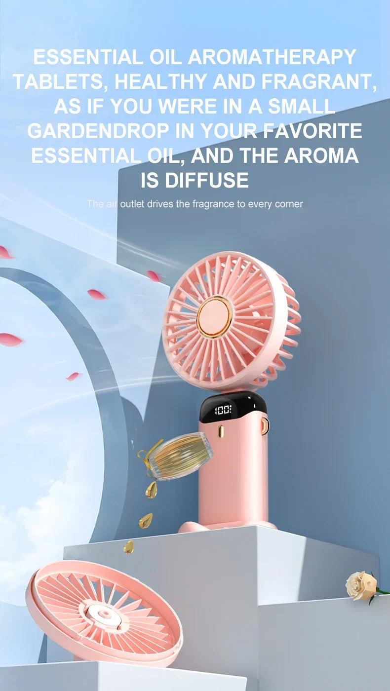 Portable Neck Fan with LED Display and Phone Stand