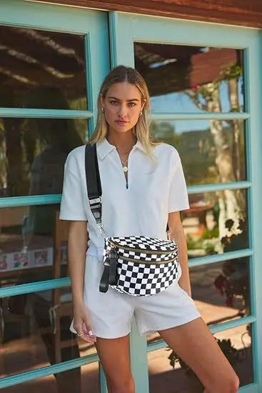 Women's Checkered Multi-Function Crossbody Waist Bag