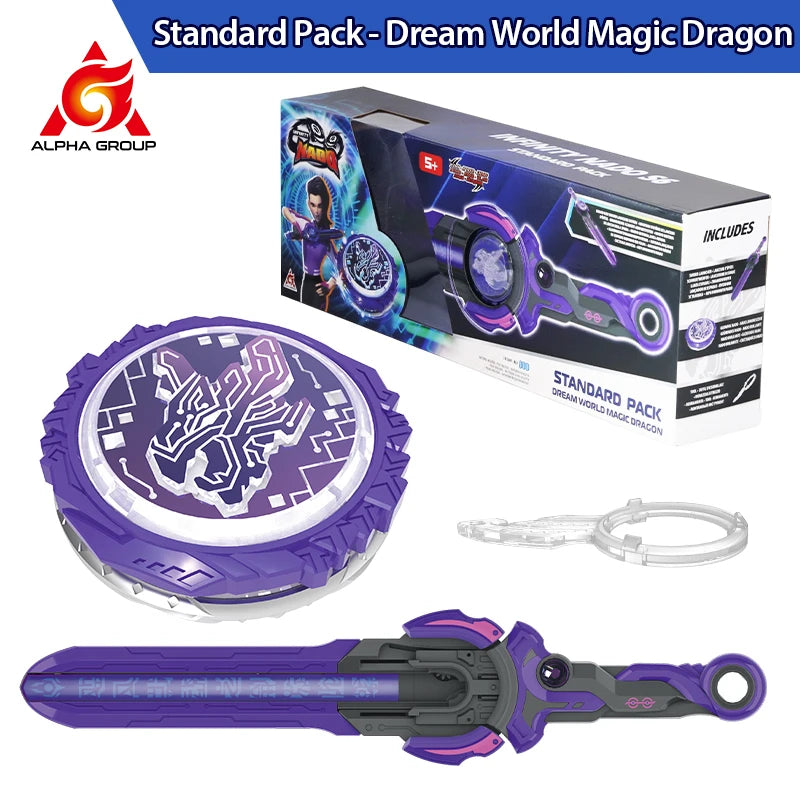 Infinity Nado Spirit Wind Panda Metal Spinning Top Set with Sword Launcher