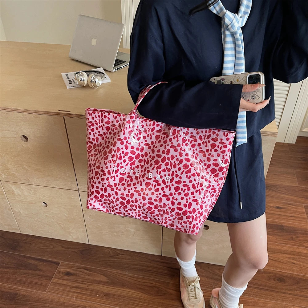 Leopard Print PVC Large Tote Bag
