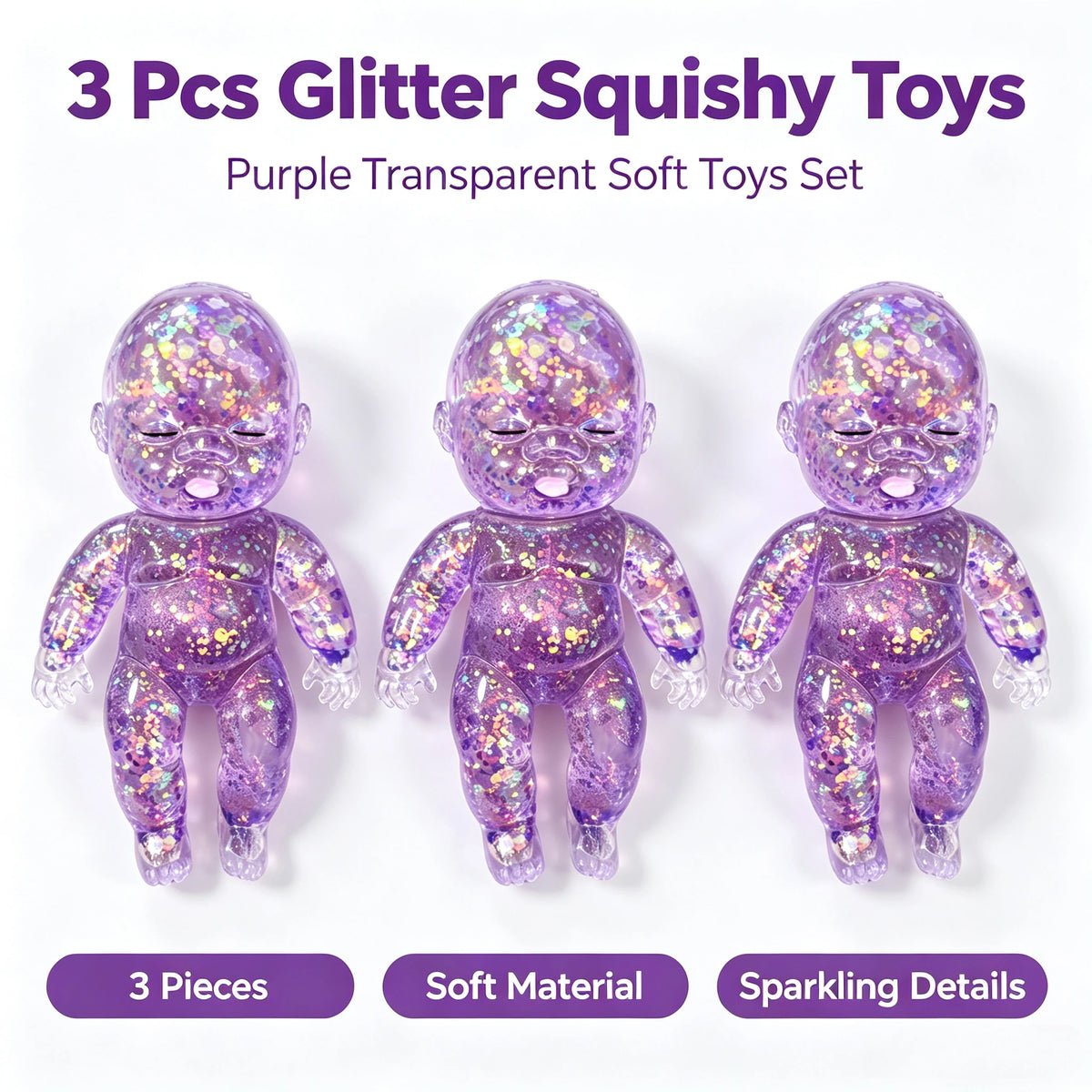 Glitter Squishy Fidget Toy - Slow Rebound Stress Relief for Kids and Adults