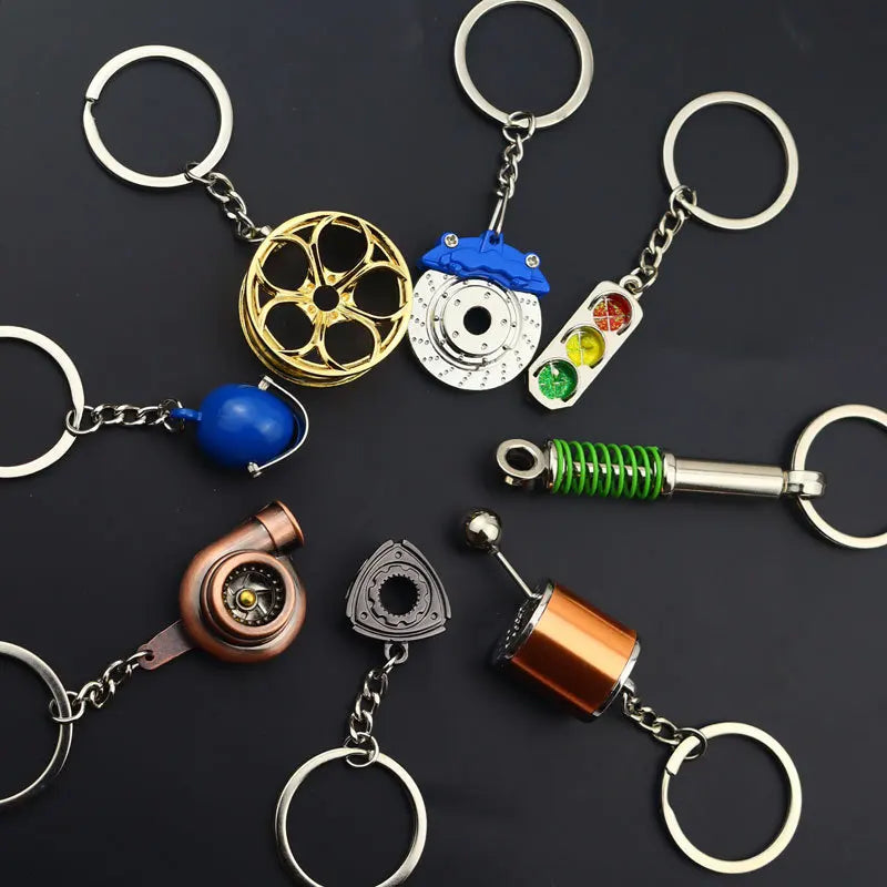 Gearbox Keychain with Turbo Hub and Brake Disc Pendant
