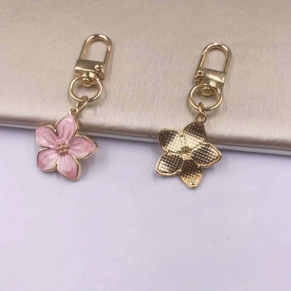 Colorful Flower Resin Keychain with Zinc Alloy Clip