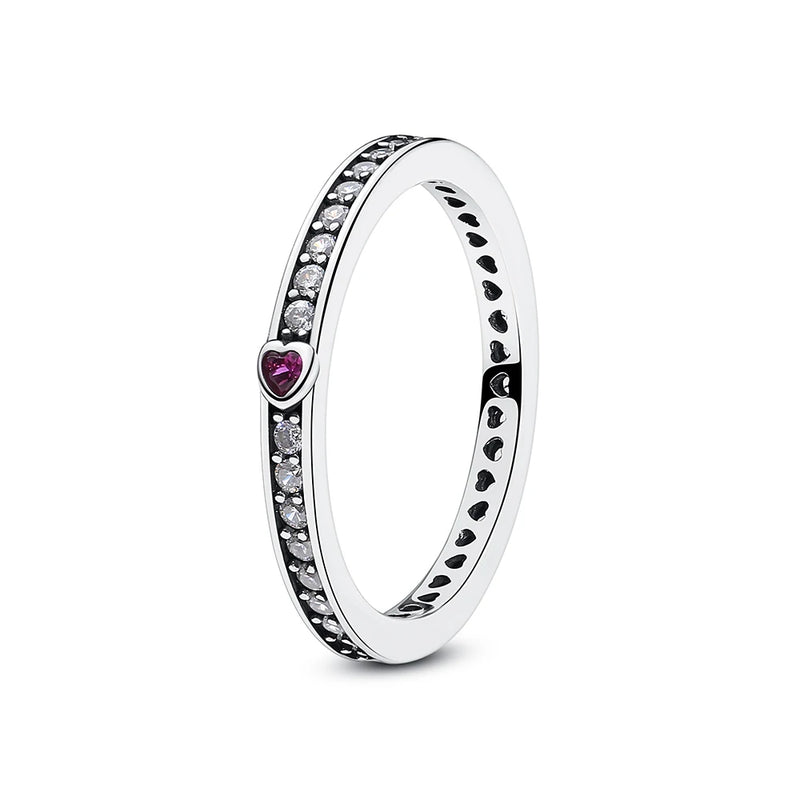 Sterling Silver Heart Ring with Cubic Zirconia