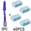 A set of 40 electrostatic dusting refills with blue fiber heads and a purple applicator tool.