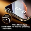 Close-up of an iPhone screen showing a watch face, highlighting ultra-thin edges that fit without blocking the display.