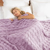 Lilac Checkered Fleece Throw Blanket – Soft & Cozy