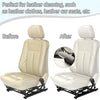 Before and after comparison of a leather car seat cleaning sponge set used for cleaning leather clothing and car seats.