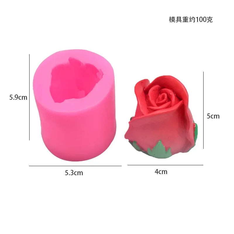Pink silicone mold shaped like a rose for candle, soap, and baking crafts