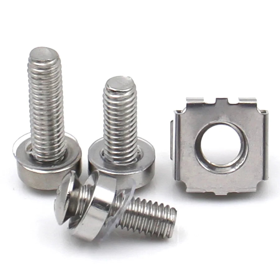 304 Stainless Steel Cage Nuts and Captive Screws for Rack Mounting (M5/M6)