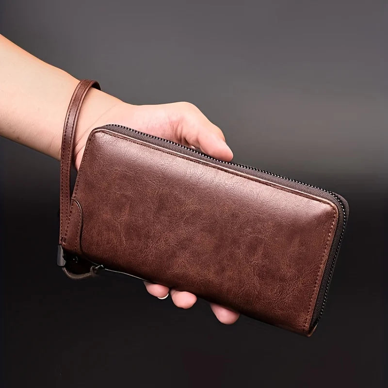 Men's RFID Blocking Leather Zipper Wallet