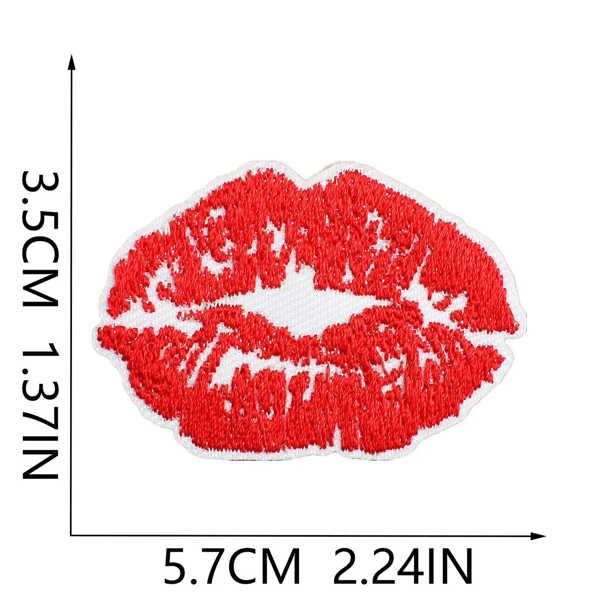 Red 3D Embroidered Iron-On Patches for Clothing & Crafts