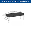 Diagram showing the dimensions of a stretch jacquard bench cover, including length and height measurements.