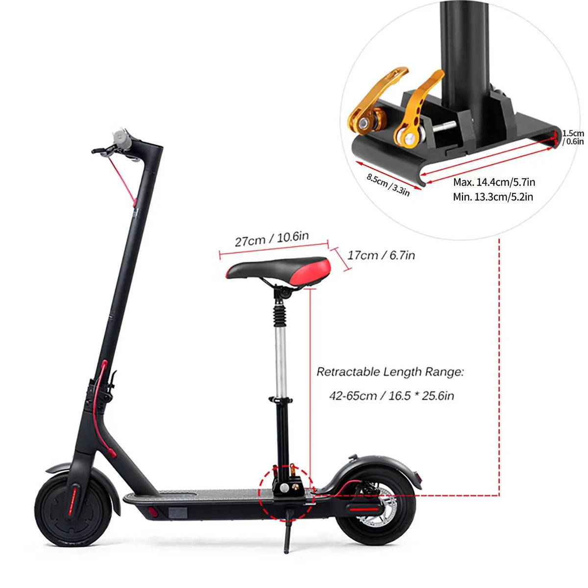 Comfortable Folding Seat for Electric Scooters with Adjustable Height