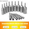 A set of stainless steel nut driver bits ranging from 5.5 to 19mm for drills and impact drivers.