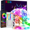 An RGB LED strip light display featuring a circular disc and a flexible LED strip.