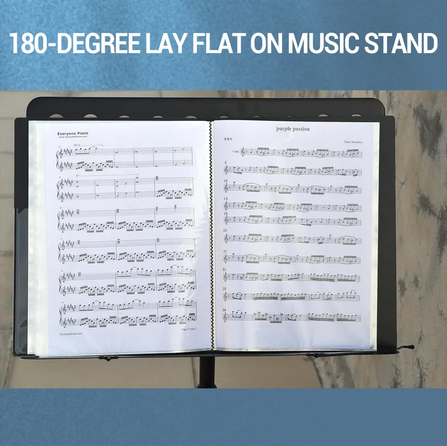 A4 Music Score Folder with 40 Pages | Durable PP Sheet Organizer for Musicians