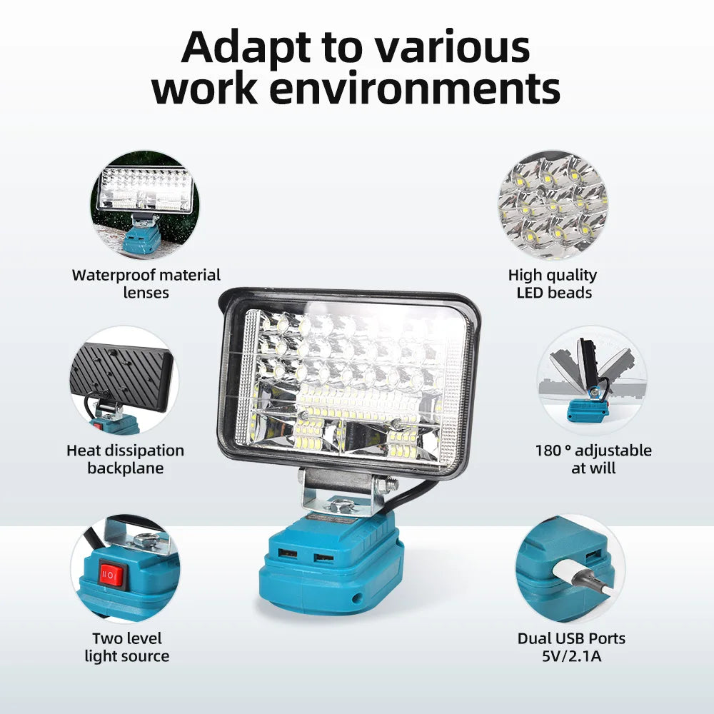 High-Output LED Work Light with USB Charging