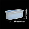 A translucent silicone mold shaped like a rectangular planter, with dimensions 11.5cm long and 3.5cm high.