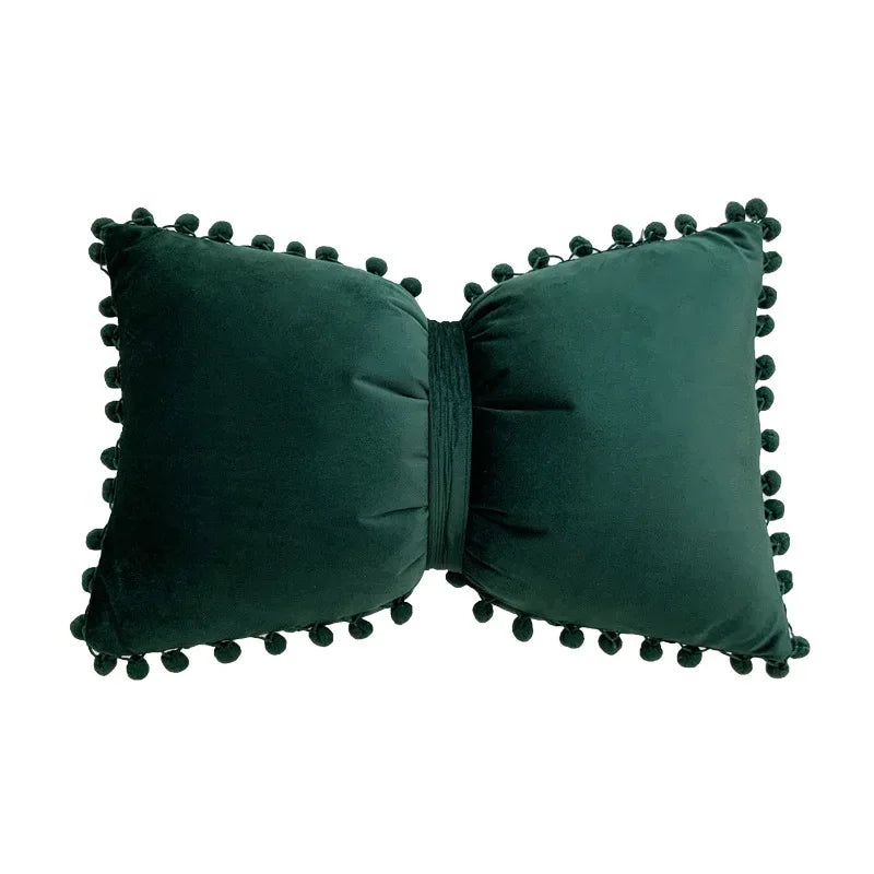 Velvet Bow Accent Pillow Cover