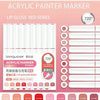 Acrylic painter marker set with 9 colors in red series featuring 720 degree tips for lip gloss and art