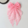 Pink lace bow hair clip for women in a sweet fairy style