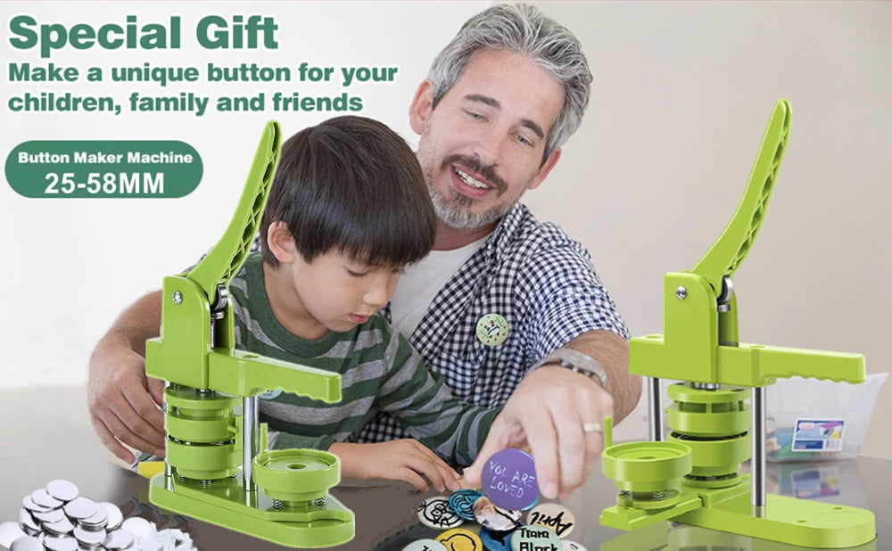 DIY Pin Button Maker Machine Kit with 100 Button Parts and Circle Cutter