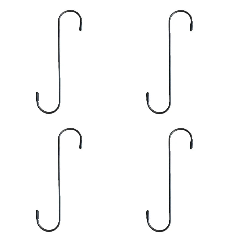 Four black S-hook brake caliper hangers used for auto repair.