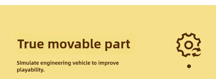 A beige background with black text describing a true movable part feature for a dinosaur transport truck.