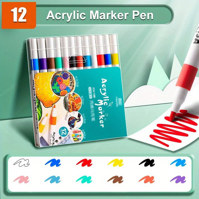 Acrylic Paint Markers Set with Fine Tip – Waterproof & Permanent for Art and DIY