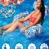 Inflatable Water Hammock with Armrests – Tropical Leaf Pool Lounger for Adults